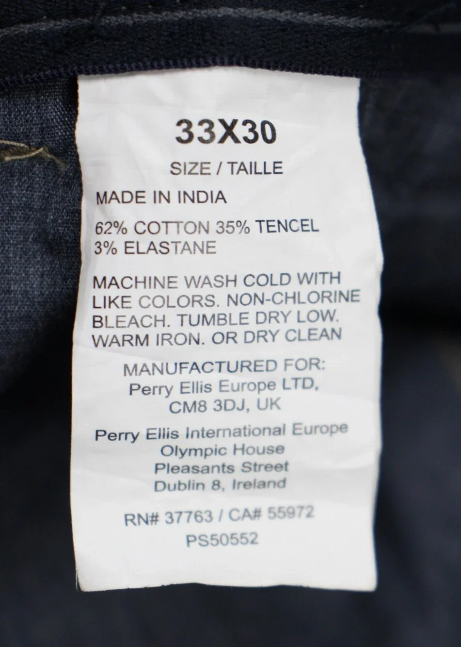 Perry Ellis Portfolio Essentials Pants Mens 33x30 Khaki Slim Fit Stretch Chino